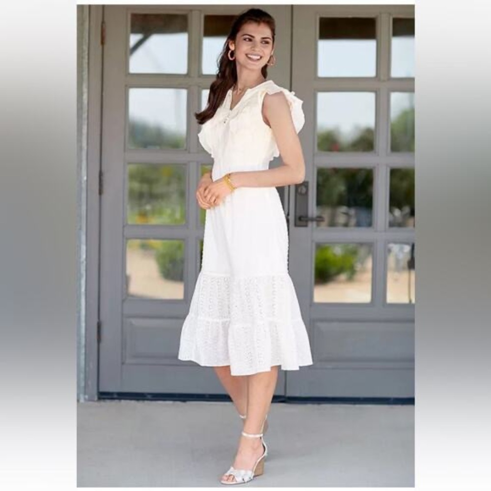 NWOT Cottagecore Matilda Jane Joanna Gaines Eyelet Sweet as Sugar Midi Dress - Picture 1 of 4